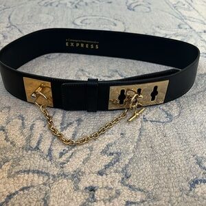 Express COMPAGNIE internationale black gold belt